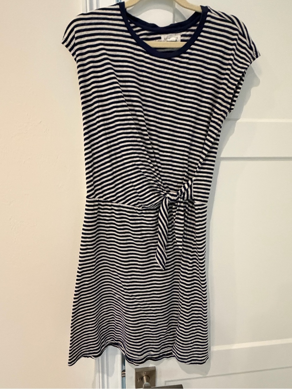 Striped Navy and White Tie-Waist Women’s Dress